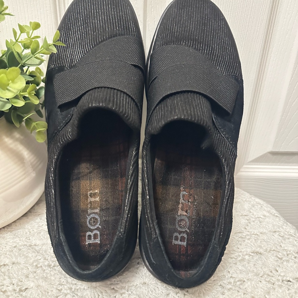 Born Fabric & Leather Black Slip-On Shoes Women Size 11 M - Picture 7 of 8